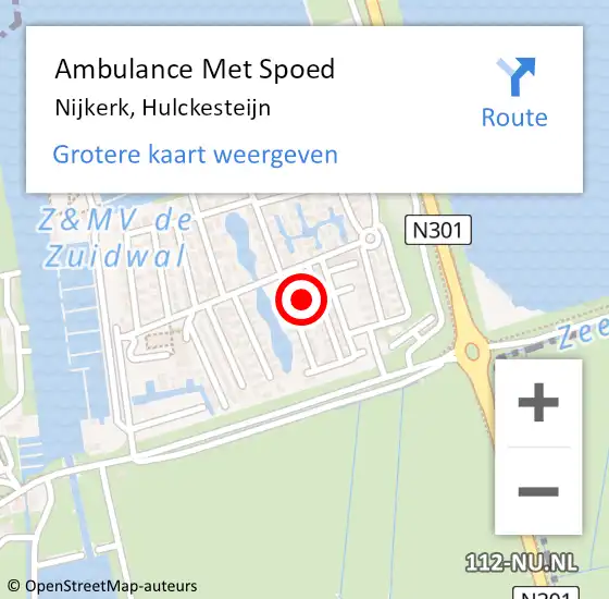 Locatie op kaart van de 112 melding: Ambulance Met Spoed Naar Nijkerk, Hulckesteijn op 18 november 2022 06:05