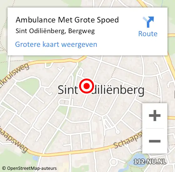 Locatie op kaart van de 112 melding: Ambulance Met Grote Spoed Naar Sint Odiliënberg, Bergweg op 18 november 2022 06:07