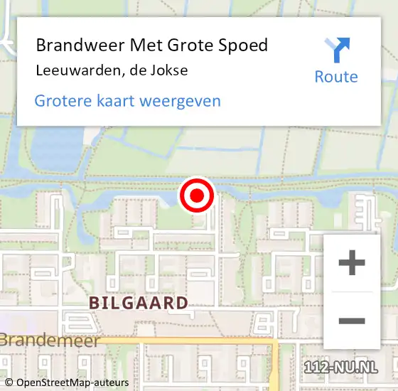 Locatie op kaart van de 112 melding: Brandweer Met Grote Spoed Naar Leeuwarden, de Jokse op 18 november 2022 07:00