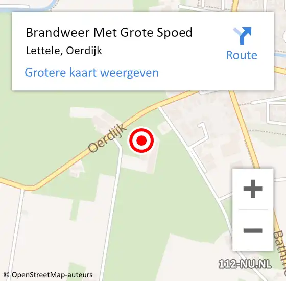 Locatie op kaart van de 112 melding: Brandweer Met Grote Spoed Naar Lettele, Oerdijk op 5 augustus 2014 11:52