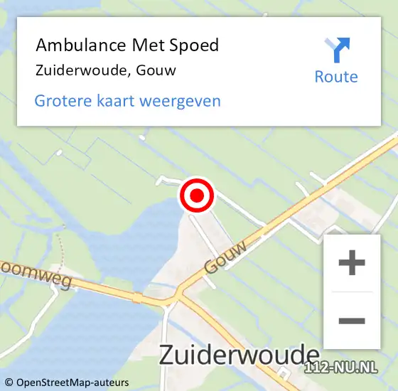 Locatie op kaart van de 112 melding: Ambulance Met Spoed Naar Zuiderwoude, Gouw op 18 november 2022 07:29