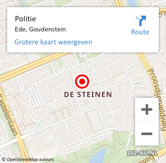 Locatie op kaart van de 112 melding: Politie Ede, Goudenstein op 18 november 2022 08:01