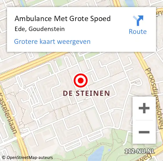 Locatie op kaart van de 112 melding: Ambulance Met Grote Spoed Naar Ede, Goudenstein op 18 november 2022 08:01