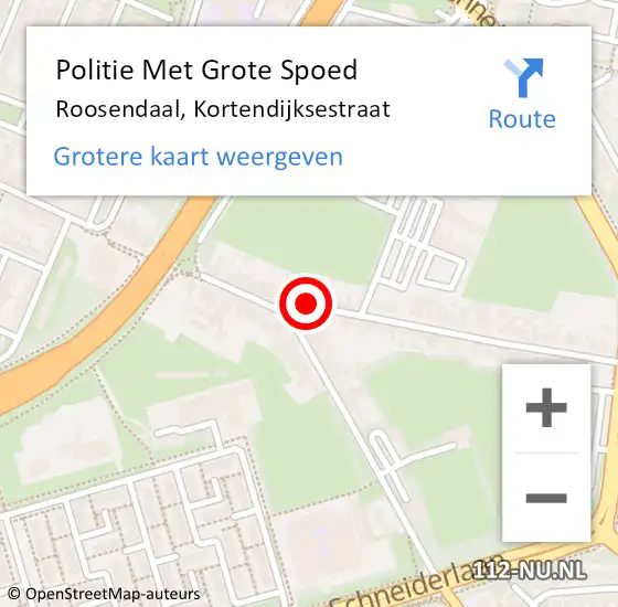 Locatie op kaart van de 112 melding: Politie Met Grote Spoed Naar Roosendaal, Kortendijksestraat op 18 november 2022 08:13