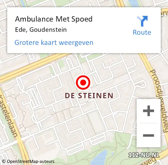 Locatie op kaart van de 112 melding: Ambulance Met Spoed Naar Ede, Goudenstein op 18 november 2022 08:29