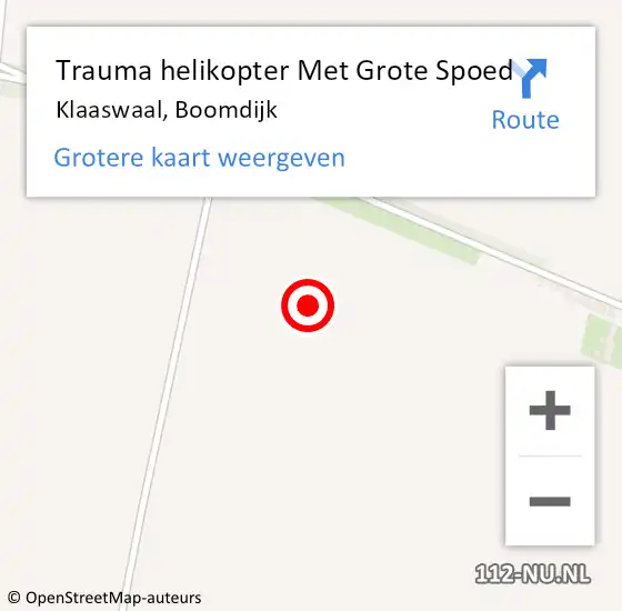 Locatie op kaart van de 112 melding: Trauma helikopter Met Grote Spoed Naar Klaaswaal, Boomdijk op 18 november 2022 09:11