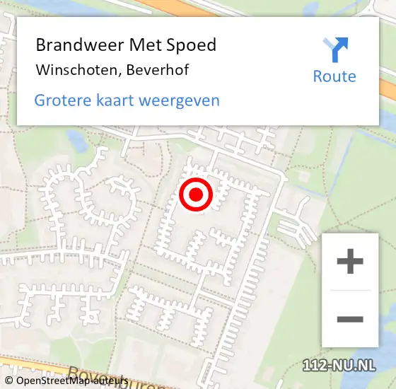 Locatie op kaart van de 112 melding: Brandweer Met Spoed Naar Winschoten, Beverhof op 18 november 2022 09:14