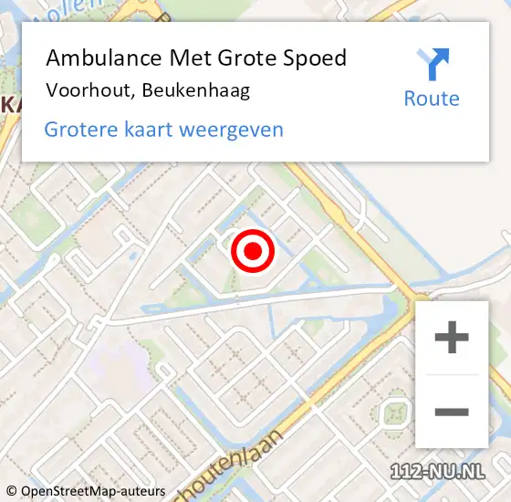 Locatie op kaart van de 112 melding: Ambulance Met Grote Spoed Naar Voorhout, Beukenhaag op 18 november 2022 09:39