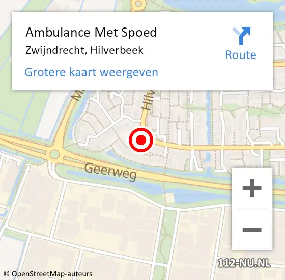 Locatie op kaart van de 112 melding: Ambulance Met Spoed Naar Zwijndrecht, Hilverbeek op 18 november 2022 09:39