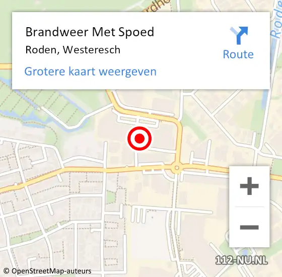 Locatie op kaart van de 112 melding: Brandweer Met Spoed Naar Roden, Westeresch op 18 november 2022 09:41