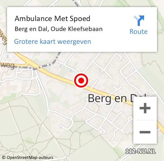 Locatie op kaart van de 112 melding: Ambulance Met Spoed Naar Berg en Dal, Oude Kleefsebaan op 18 november 2022 09:42