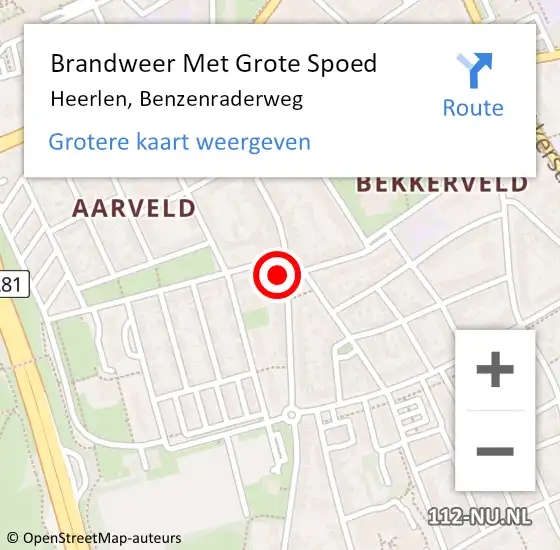 Locatie op kaart van de 112 melding: Brandweer Met Grote Spoed Naar Heerlen, Benzenraderweg op 18 november 2022 09:47