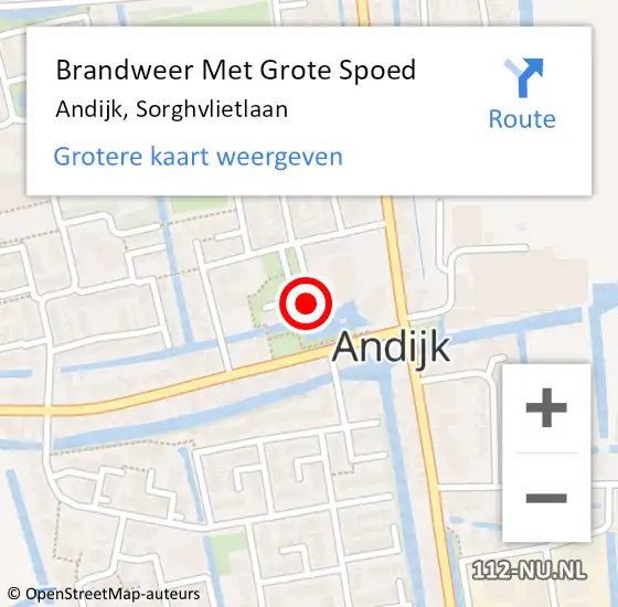 Locatie op kaart van de 112 melding: Brandweer Met Grote Spoed Naar Andijk, Sorghvlietlaan op 18 november 2022 10:04