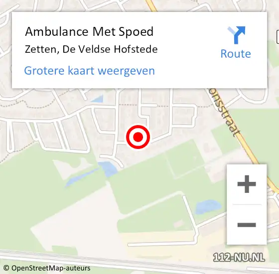 Locatie op kaart van de 112 melding: Ambulance Met Spoed Naar Zetten, De Veldse Hofstede op 18 november 2022 10:09