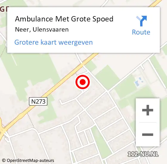 Locatie op kaart van de 112 melding: Ambulance Met Grote Spoed Naar Neer, Ulensvaaren op 18 november 2022 10:14