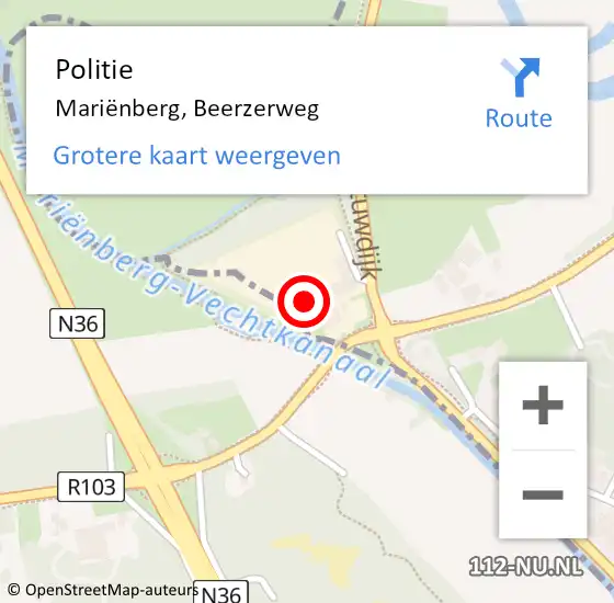 Locatie op kaart van de 112 melding: Politie Mariënberg, Beerzerweg op 18 november 2022 10:16
