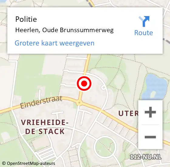 Locatie op kaart van de 112 melding: Politie Heerlen, Oude Brunssummerweg op 18 november 2022 10:34