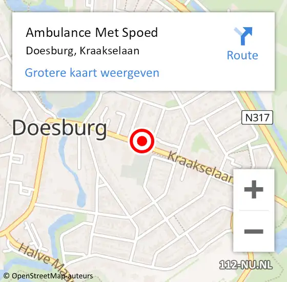 Locatie op kaart van de 112 melding: Ambulance Met Spoed Naar Doesburg, Kraakselaan op 18 november 2022 10:37