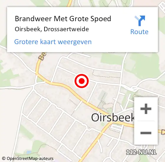 Locatie op kaart van de 112 melding: Brandweer Met Grote Spoed Naar Oirsbeek, Drossaertweide op 18 november 2022 10:40