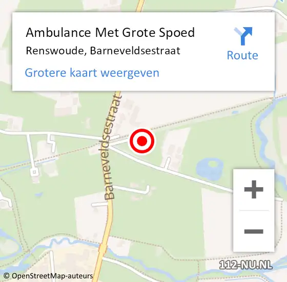 Locatie op kaart van de 112 melding: Ambulance Met Grote Spoed Naar Renswoude, Barneveldsestraat op 18 november 2022 10:41
