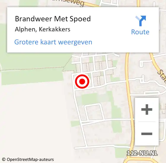 Locatie op kaart van de 112 melding: Brandweer Met Spoed Naar Alphen, Kerkakkers op 18 november 2022 10:43