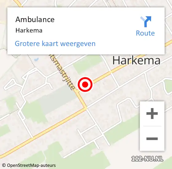 Locatie op kaart van de 112 melding: Ambulance Harkema op 18 november 2022 11:29