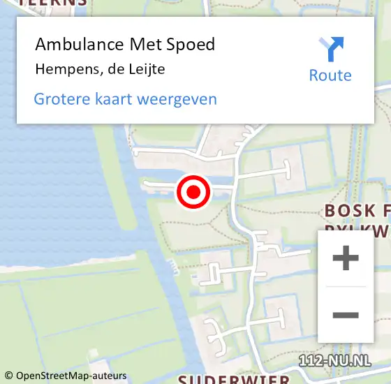 Locatie op kaart van de 112 melding: Ambulance Met Spoed Naar Hempens, de Leijte op 18 november 2022 11:31