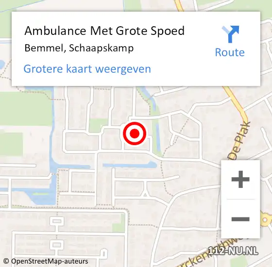 Locatie op kaart van de 112 melding: Ambulance Met Grote Spoed Naar Bemmel, Schaapskamp op 18 november 2022 11:42