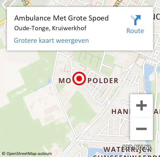 Locatie op kaart van de 112 melding: Ambulance Met Grote Spoed Naar Oude-Tonge, Kruiwerkhof op 18 november 2022 11:44