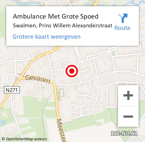 Locatie op kaart van de 112 melding: Ambulance Met Grote Spoed Naar Swalmen, Prins Willem Alexanderstraat op 18 november 2022 11:51