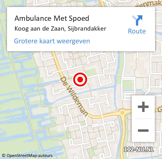 Locatie op kaart van de 112 melding: Ambulance Met Spoed Naar Koog aan de Zaan, Sijbrandakker op 18 november 2022 12:09