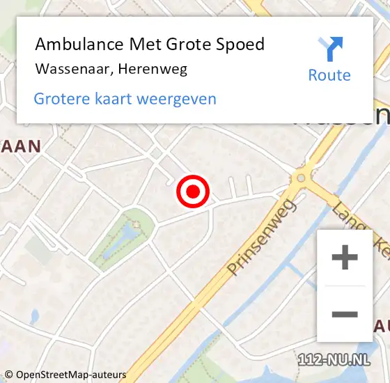 Locatie op kaart van de 112 melding: Ambulance Met Grote Spoed Naar Wassenaar, Herenweg op 18 november 2022 12:11