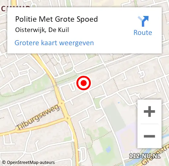 Locatie op kaart van de 112 melding: Politie Met Grote Spoed Naar Oisterwijk, De Kuil op 18 november 2022 12:14