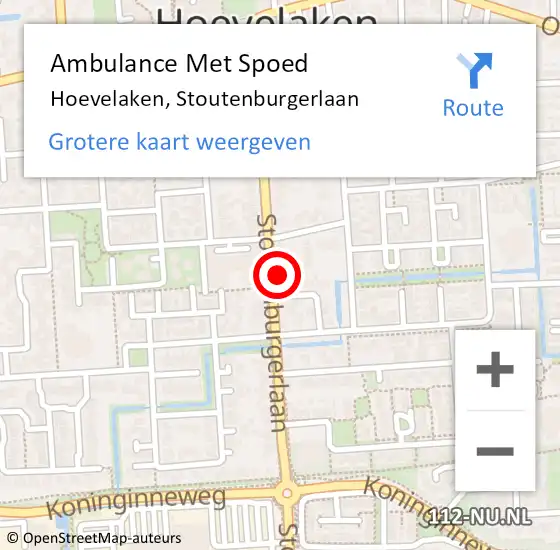 Locatie op kaart van de 112 melding: Ambulance Met Spoed Naar Hoevelaken, Stoutenburgerlaan op 18 november 2022 12:22