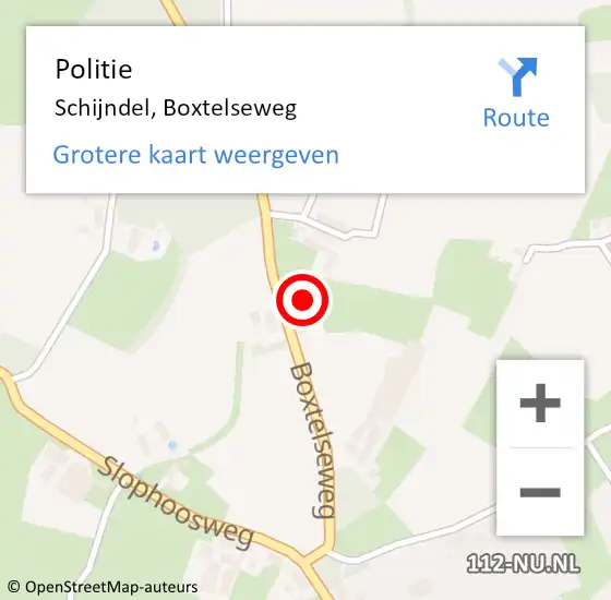 Locatie op kaart van de 112 melding: Politie Schijndel, Boxtelseweg op 18 november 2022 12:23