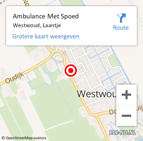 Locatie op kaart van de 112 melding: Ambulance Met Spoed Naar Westwoud, Laantje op 10 oktober 2013 15:31