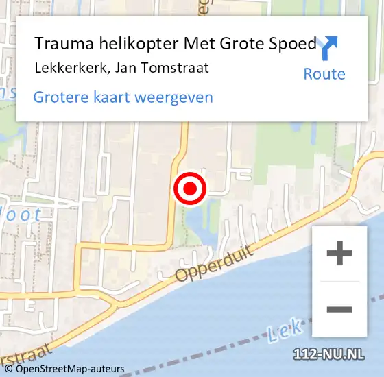 Locatie op kaart van de 112 melding: Trauma helikopter Met Grote Spoed Naar Lekkerkerk, Jan Tomstraat op 18 november 2022 12:29