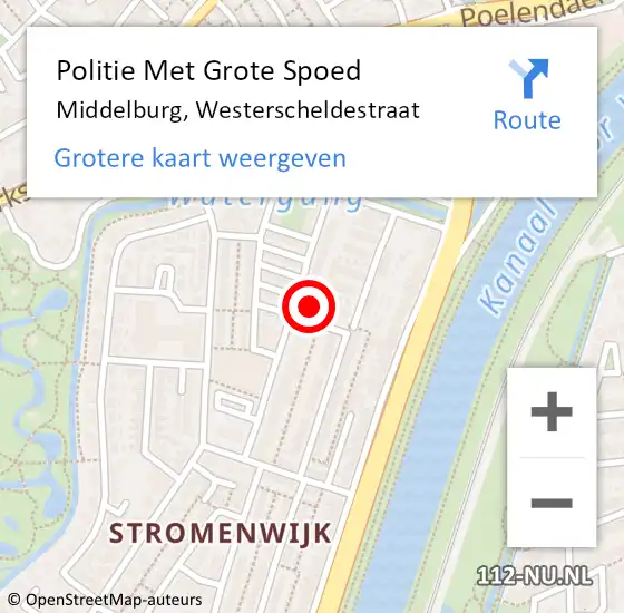 Locatie op kaart van de 112 melding: Politie Met Grote Spoed Naar Middelburg, Westerscheldestraat op 18 november 2022 12:37