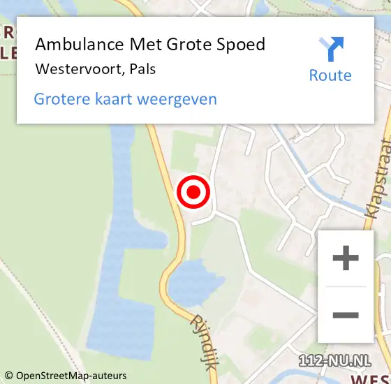 Locatie op kaart van de 112 melding: Ambulance Met Grote Spoed Naar Westervoort, Pals op 18 november 2022 12:41