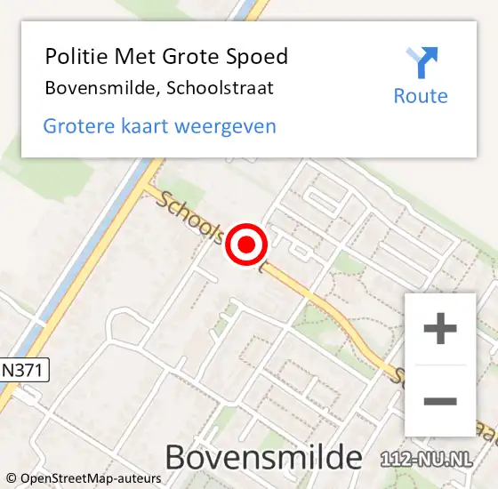 Locatie op kaart van de 112 melding: Politie Met Grote Spoed Naar Bovensmilde, Schoolstraat op 18 november 2022 12:52