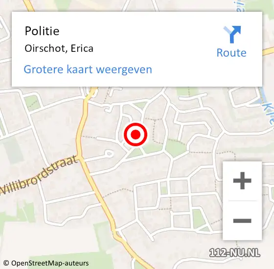 Locatie op kaart van de 112 melding: Politie Oirschot, Erica op 18 november 2022 12:52