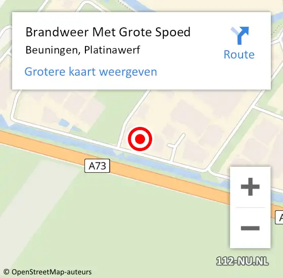 Locatie op kaart van de 112 melding: Brandweer Met Grote Spoed Naar Beuningen, Platinawerf op 18 november 2022 12:59