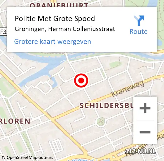 Locatie op kaart van de 112 melding: Politie Met Grote Spoed Naar Groningen, Herman Colleniusstraat op 18 november 2022 13:15