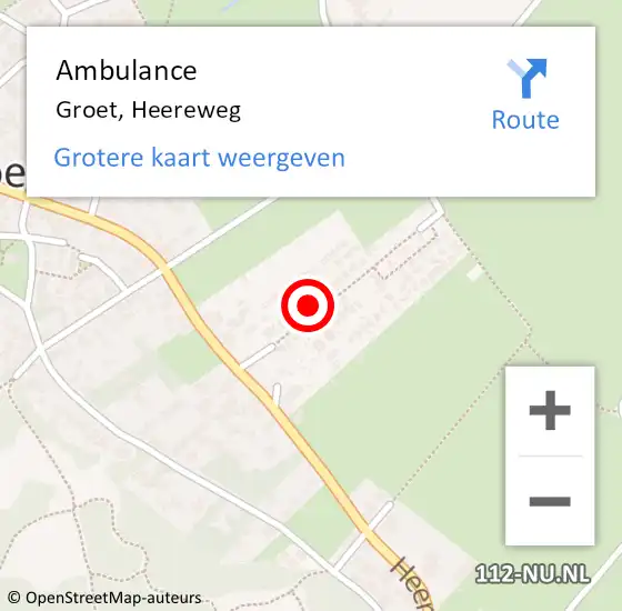 Locatie op kaart van de 112 melding: Ambulance Groet, Heereweg op 18 november 2022 13:17