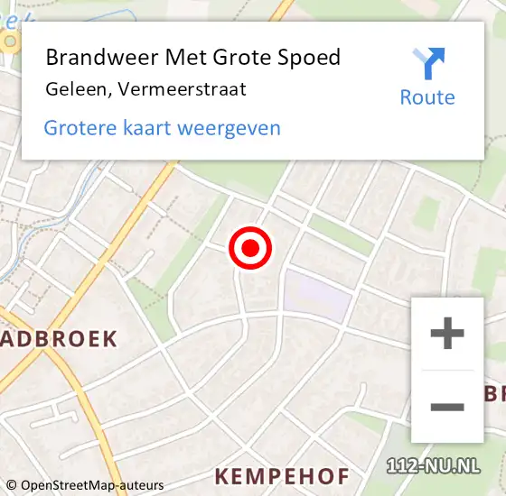 Locatie op kaart van de 112 melding: Brandweer Met Grote Spoed Naar Geleen, Vermeerstraat op 18 november 2022 13:19