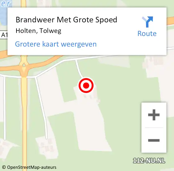 Locatie op kaart van de 112 melding: Brandweer Met Grote Spoed Naar Holten, Tolweg op 18 november 2022 13:30