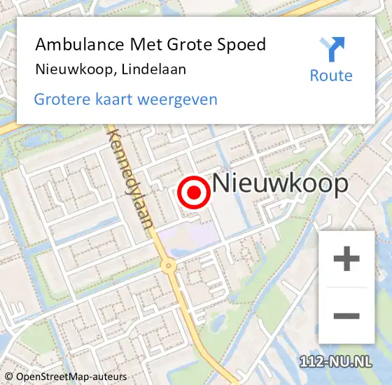 Locatie op kaart van de 112 melding: Ambulance Met Grote Spoed Naar Nieuwkoop, Lindelaan op 18 november 2022 13:40