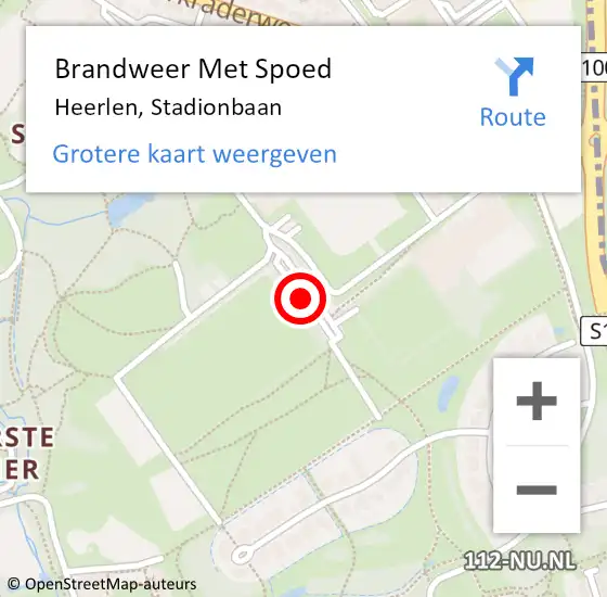 Locatie op kaart van de 112 melding: Brandweer Met Spoed Naar Heerlen, Stadionbaan op 18 november 2022 13:52