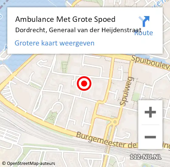 Locatie op kaart van de 112 melding: Ambulance Met Grote Spoed Naar Dordrecht, Generaal van der Heijdenstraat op 18 november 2022 14:05