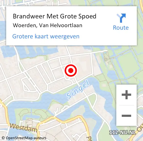 Locatie op kaart van de 112 melding: Brandweer Met Grote Spoed Naar Woerden, Van Helvoortlaan op 18 november 2022 14:27